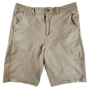 Johnnie-O Mens Khaki Chino Shorts Tan Stretch Cotton Twill Size 34W
